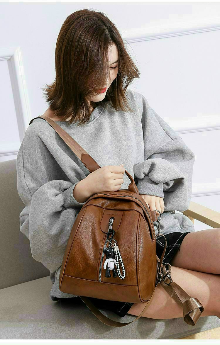 Balo da nữ mềm tặng kèm gấu dễ thương phong cách hàn quốc, gonzu store. sdt