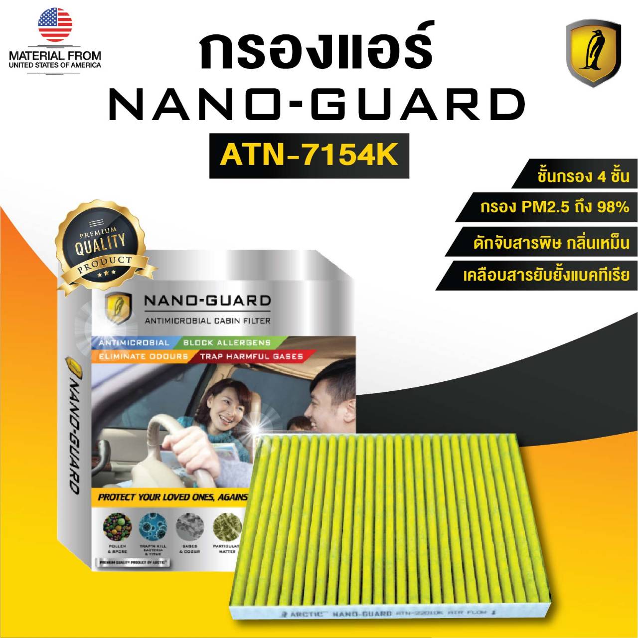 กรองแอร์ ARCTIC สำหรับ NISSAN Elgrand E52 (2011) ATN-7154K รุ่น Nano-Guard (ฆ่าเชื้อโรค + ดูดกลิ่นเหม็น + ดักสารก่อภูมิแพ้) ราคา 950 บาท*ส่งฟรี