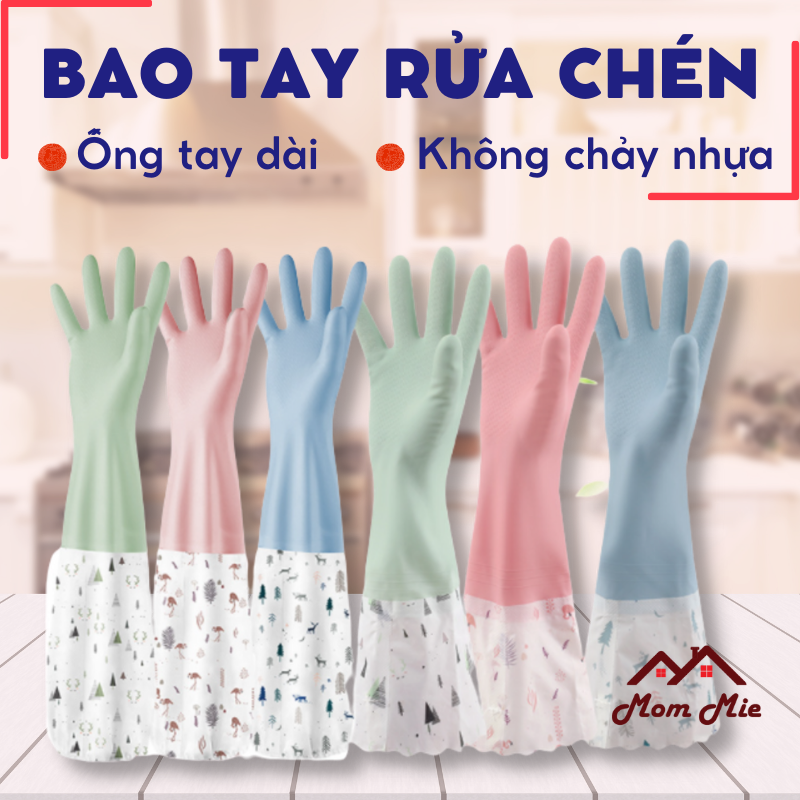 Găng tay rửa chén, làm bếp cao su ống tay dài, không bị chảy nhựa - J120