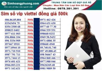 sim viettel số đẹp giá rẻ đồng giá 500k