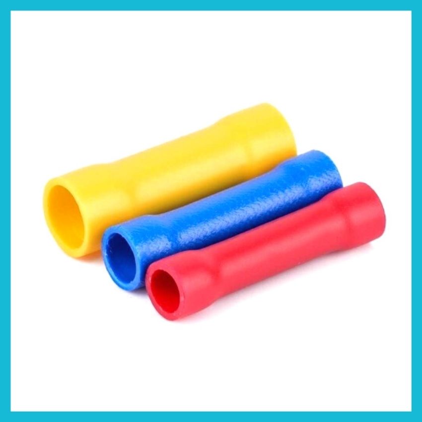 100 Đầu cos dây điện, đầu cos nối thẳng dùng cho dây 1.5-2.5 mm, đầu cosse BV2 bọc nhựa, cos đồng