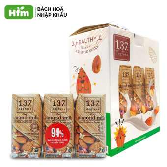 Thùng 4 lốc Sữa hạt Hạnh nhân Nguyên chất 137 DEGREES 180ml x 12 hộp