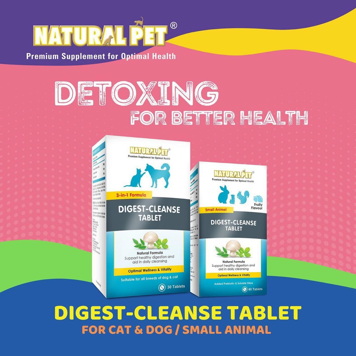 Viên uống hỗ trợ khử mùi giải độc dùng cho chó mèo - Natural Pet Digest-Cleanse Tablet - hộp 30 viên