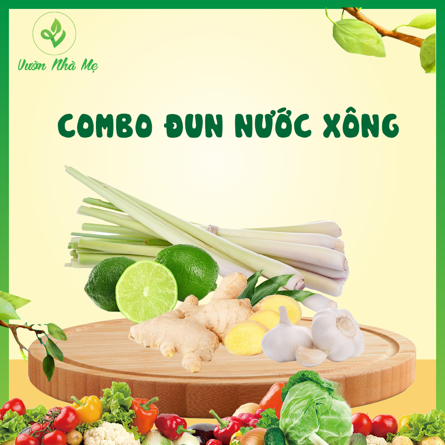 [Giao nội thành Hà Nội] Combo chanh-sả-gừng-tỏi đun nước xông hơi khử khuẩn, tăng sức đề kháng, detox giảm cân - Gia vị tươi, sạch, chuẩn VietGap