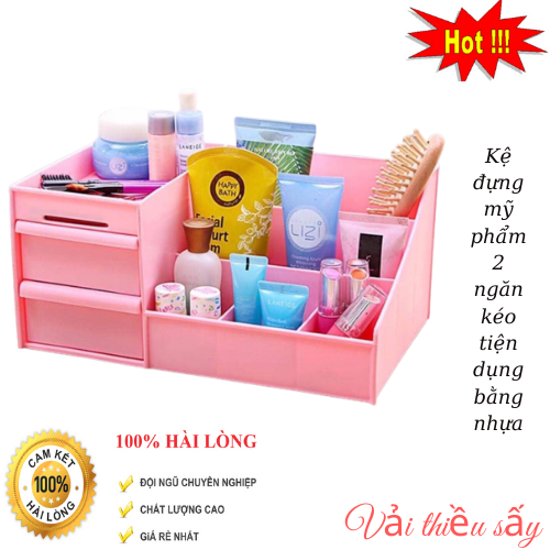 Kệ Đựng Mỹ Phẩm Mini Tiện Dụng Bằng Nhựa-Kệ Nhựa Đựng Mỹ Phẩm Có 2 Ngăn Kéo