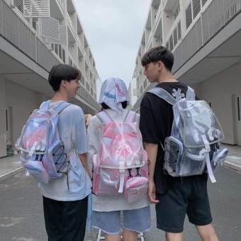 Balo Banawa Tie Dye See Thru Backpack (tặng tag và giấy thơm) (Tím Loang) (Vukita157)