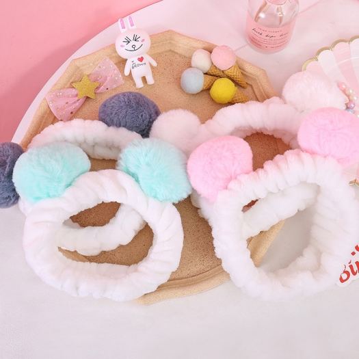 ❇  Băng đô cài tóc tai gấu nhiều màu bờm rửa mặt cute phong cách hàn quốc