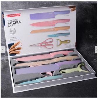 Bộ dao kéo 6 món Everrich Kitchen lúa mạch sịn sò siêu sắc bén - Set dao lúa mạch 6 món Everrich Kitchen