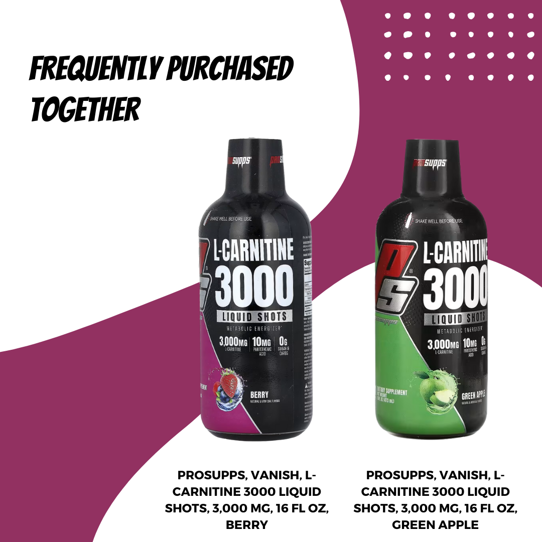 ProSupps, Vanish, L Carnitine 3000 Liquid Shots, Metabolic Energizer for  Performance, Gluten Free, 3,000 mg, 16 fl oz