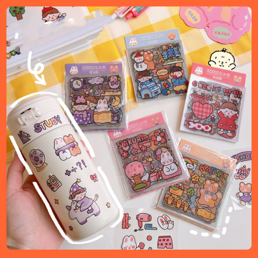 Hình dán sticker trang trí 20 tấm cute xinh xỉu dán sách vở phụ kiện chất lượng cao giá rẻ tặng quà học sinh