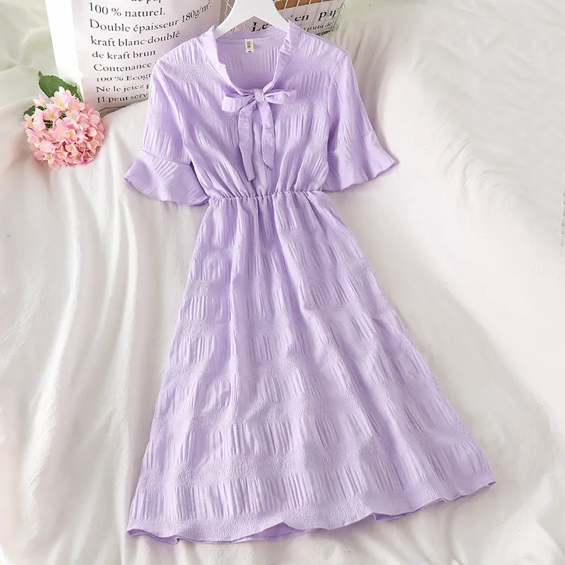 purple mid length dress