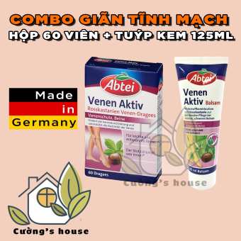 Combo Giãn tĩnh mạch Đức - Hộp 60 viên và Kem bôi 125ml - Giảm đau, giảm phù nề, giúp lưu thông tĩnh mạch - Cường house - chuyên hàng Châu Âu