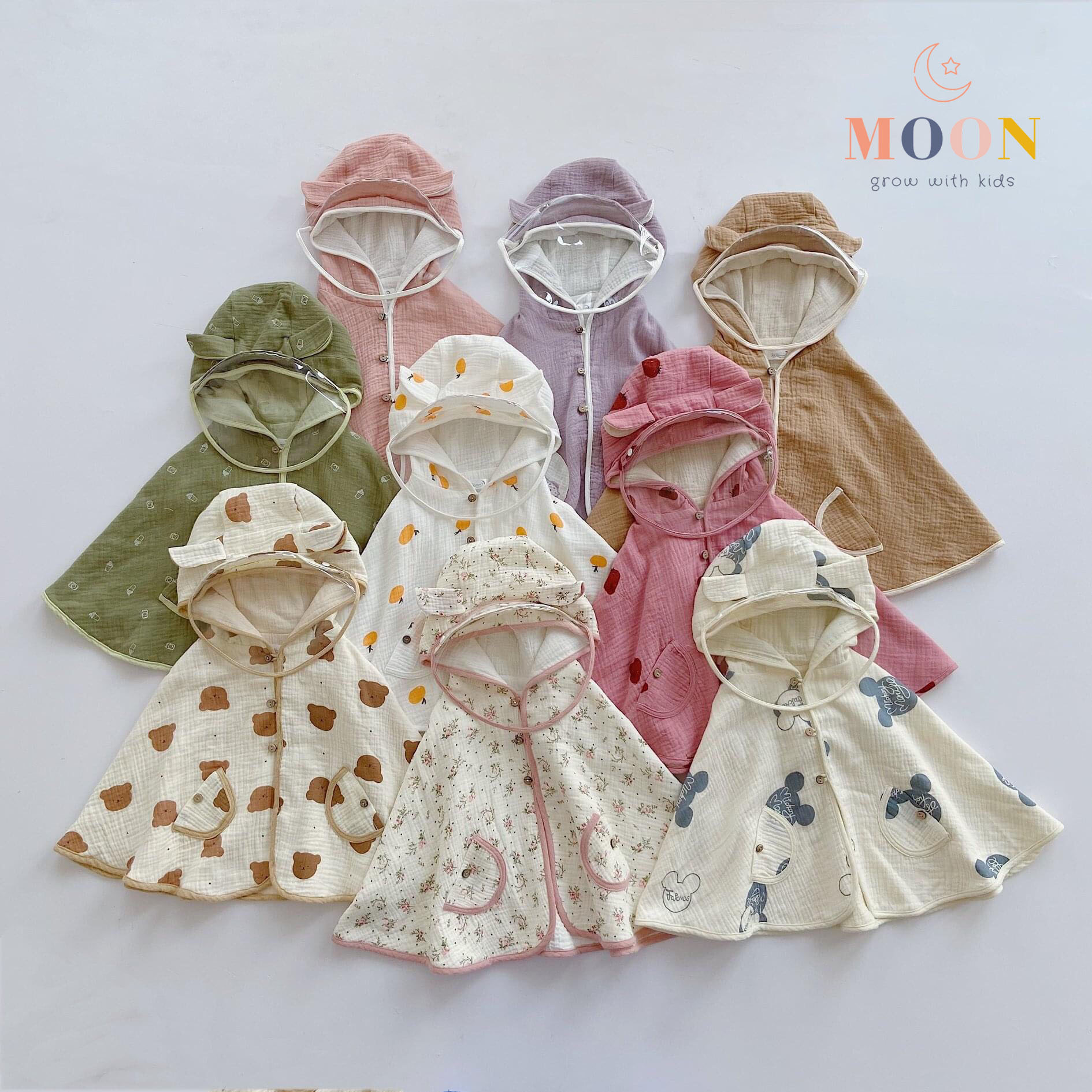 Áo choàng chống nắng cho bé kèm tấm chắn giọt bắn phòng dịch