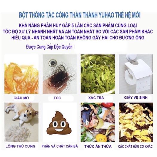 Bột Thông Tắc Cống YUHAO đa năng Cực Mạnh -Bột Thông Tắc Cống,Bột Thông tắc,Thông Đường Ống, Thông Bồn Cầu, thông tắc dầu mỡ 268G