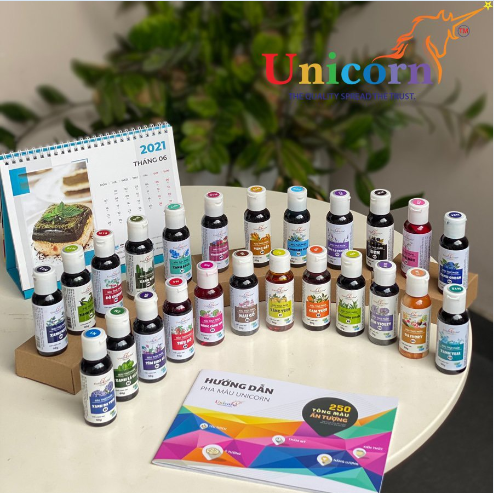 Màu Siro Thực phẩm Unicorn 24 màu (chai nhỏ 60g)