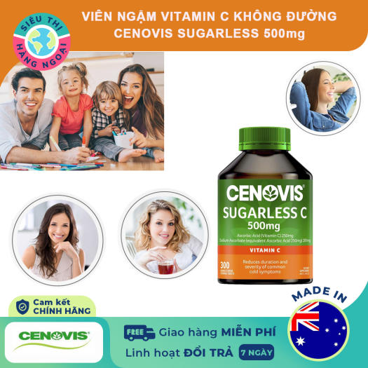 Viên ngậm Vitamin C không đường Cenovis Vitamin C 500mg Sugarless [Tăng cường miễn dịch] Hộp 300 viên Exp09/2023 Hàng Úc được bán bởi Siêu Thị Hàng Ngoại
