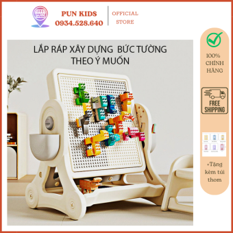Bàn ghế cho bé, bộ bàn học lắp ghép lego kiêm bảng vẽ, bàn lego cao cấp 157 chi tiết, bộ bàn ghế 3in1 cho trẻ