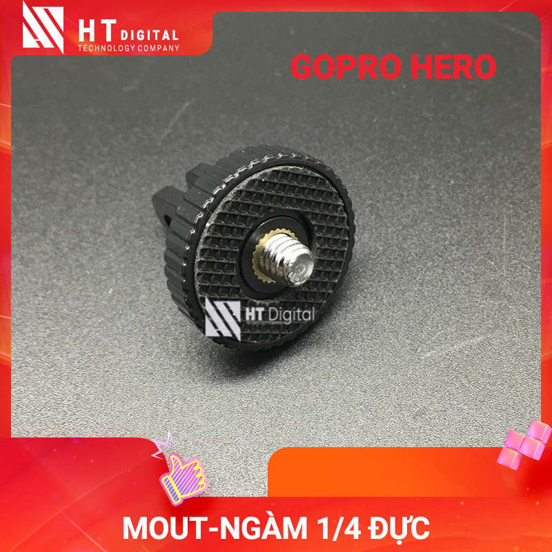 Mount chuyển ngàm 1/4 tripod sang mount GoPro Hero, Mount chuyển ngàm GoPro Hero sang chuẩn mount chân máy ảnh tripod 1/4 Đực