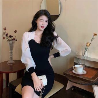 ĐẦM TIỂU THƯ HÀN QUỐC VÁY CHỮ A PHỐI TAY PHỒNG VOAN DÀI KÈM ẢNH THẬT