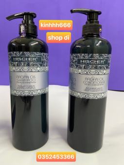 Bộ dầu gội xả Hischer argan oil 1000mlx2 phục hồi tóc gãy dụng, khô xơ