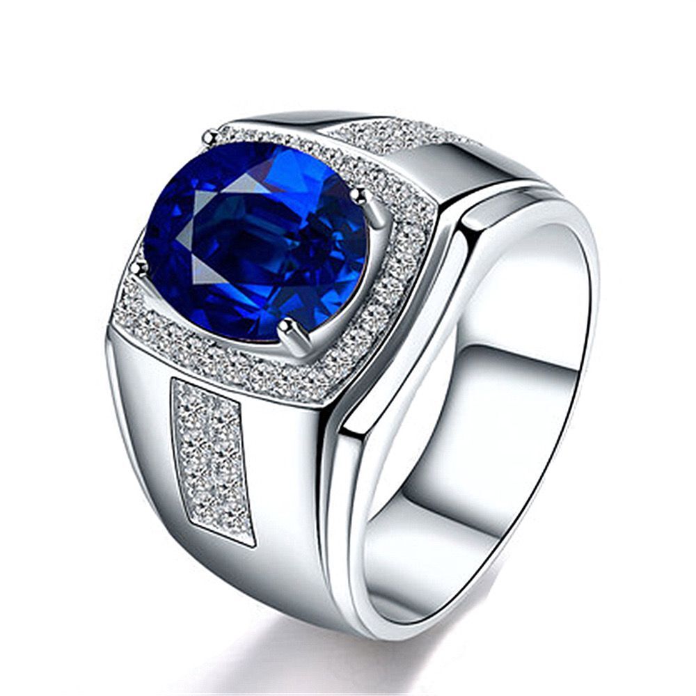 Mens diamond and sapphire on sale ring