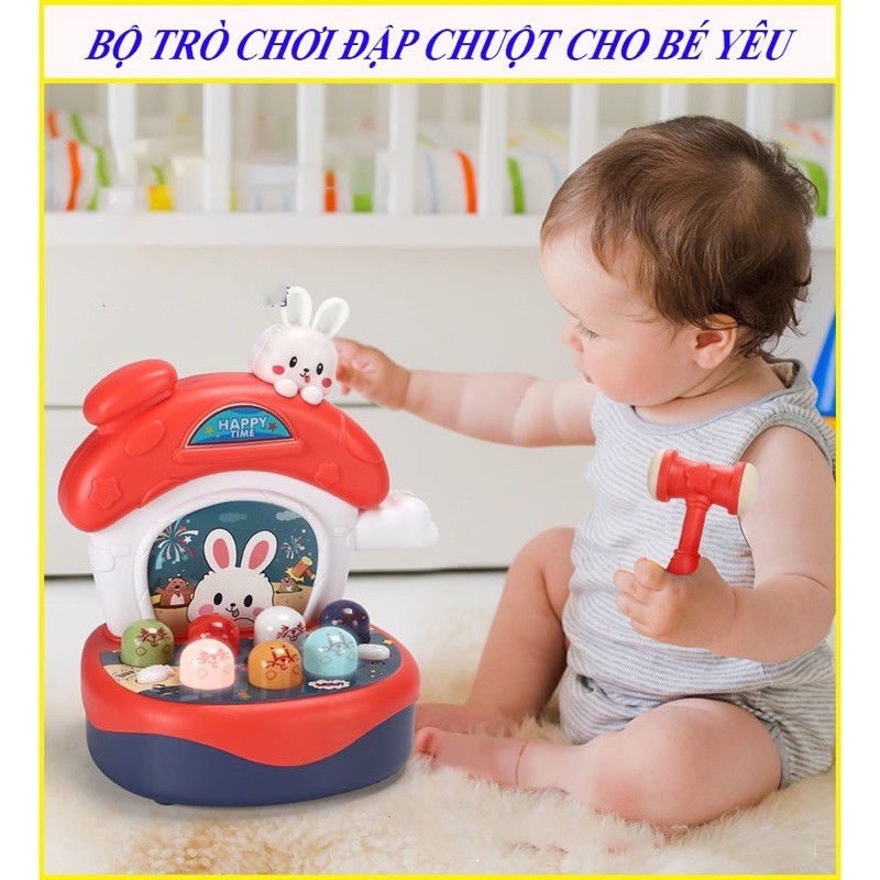 Đồ chơi đập chuột cho bé tập phản xạ có đèn và nhạc - đồ chơi kỹ năng cơ bản
