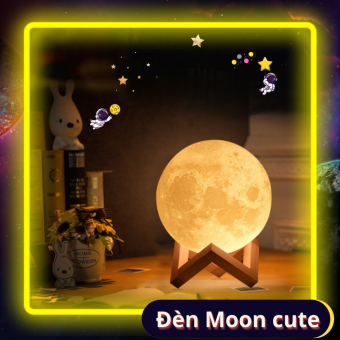 Đèn ngủ 3d mặt trăng decor phòng ngủ xinh dùng pin tặng kèm