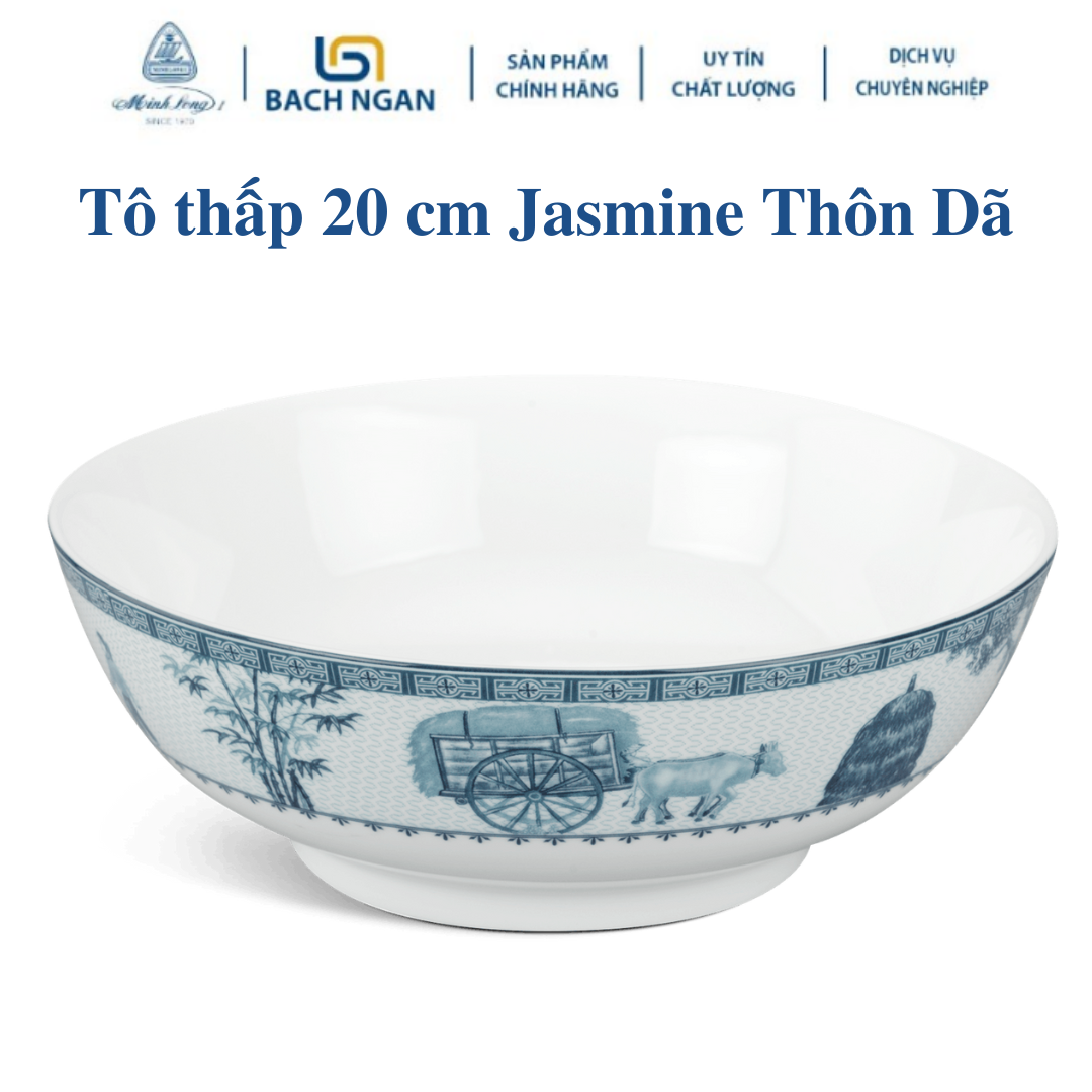 Tô sứ thấp Minh Long 20 cm Jasmine Thôn Dã hàng đẹp cao cấp dùng để ăn cơm trong gia đình, đãi khách, tặng quà tân gia