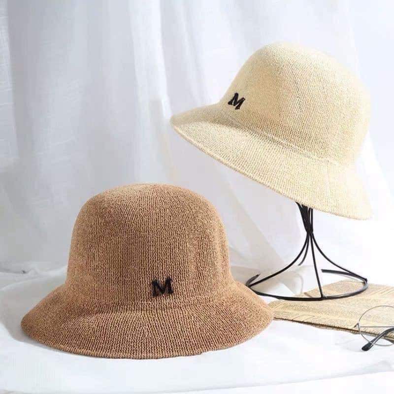 Mũ cói chữ m bucket ulzzang
