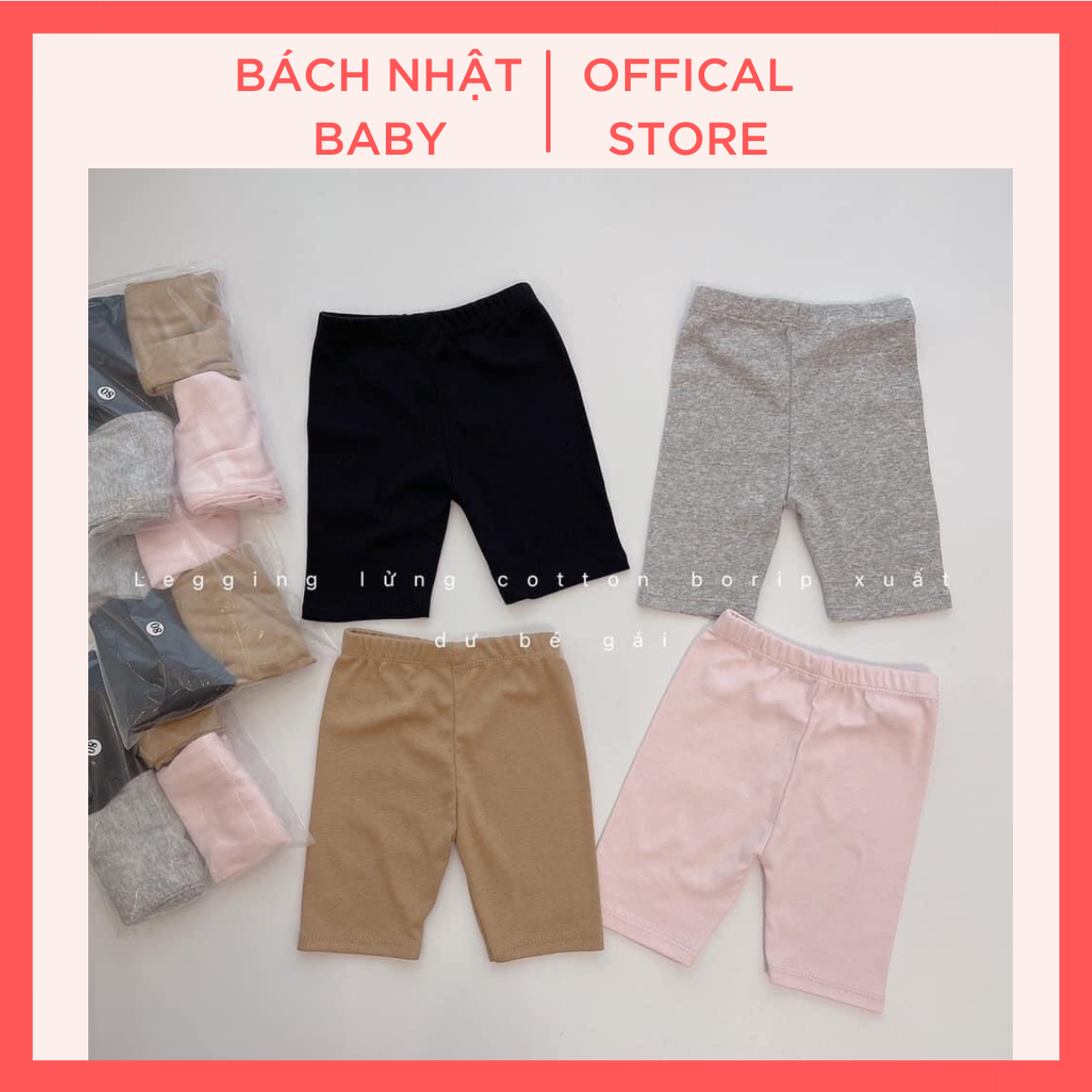 Quần lenging đùi cho bé gái từ 1- 5 tuổi Q03 Quần lenging ngố cho bé gái - Bách Nhật Baby