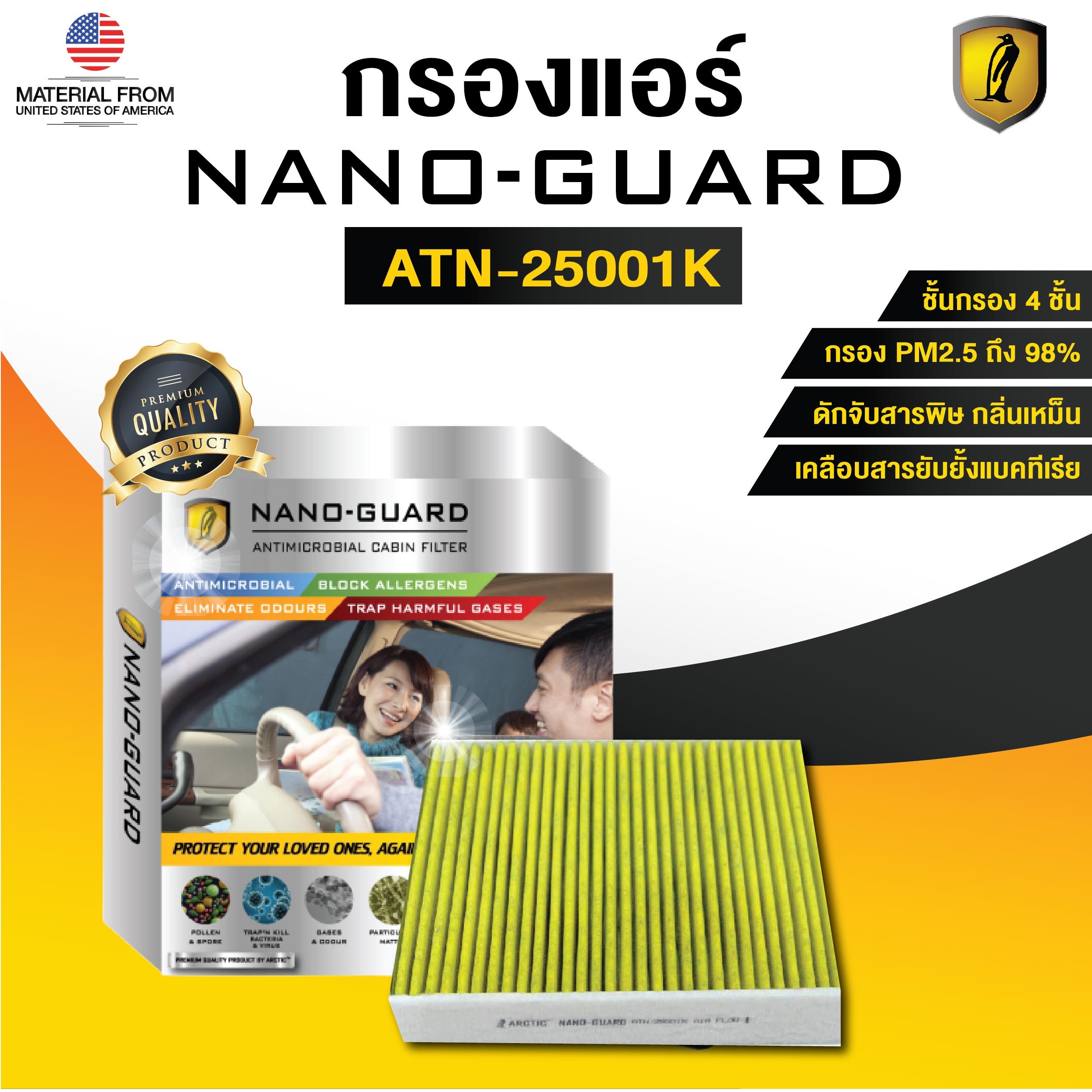 กรองแอร์ ARCTIC สำหรับ BMW Series 3 F30 F34 (2015-2019) ATN-25001K รุ่น Nano-Guard (ฆ่าเชื้อโรค + ดูดกลิ่นเหม็น + ดักสารก่อภูมิแพ้) ราคา 2,420 บาท*ส่งฟรี