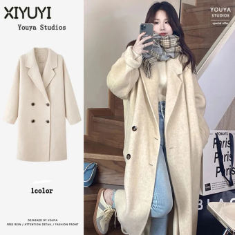 XIYUYI Áo Khoác Len Mao Mới Áo Khoác Len Nhỏ Mỏng Mỏng Dáng Dài Cho Nữ