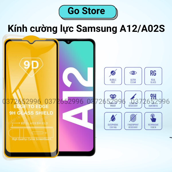 Kính cường lực samsung a12/a02s- full màn