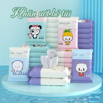 Túi Khăn Giấy Ướt Mini 10 tờ - Khăn Ướt Trẻ Em - Khăn Ướt Vệ Sinh, Lau Tay Đa Năng, thùng khăn giấy ướt cho bé,  giấy ăn siêu dai loại đẹp và mềm mịn, không bở khi gặp nước, khăn giấy ăn, khăn giấy, khăn giấy ướt, khăn giấy khô, khăn ướt, khăn giấy