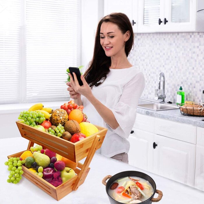 Khay đựng đa năng 2 tầng, khay đựng mỹ phẩm, gia vị,...., khay gỗ thông nhập khẩu