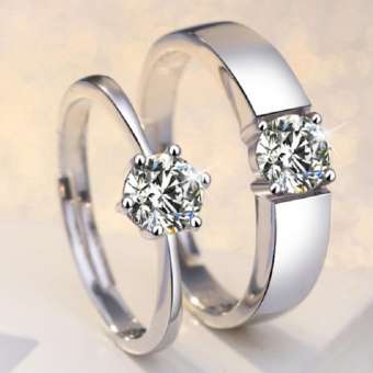 Nhẫn cưới tình yêu Freesize kim cương 6 chấu lấp lánh