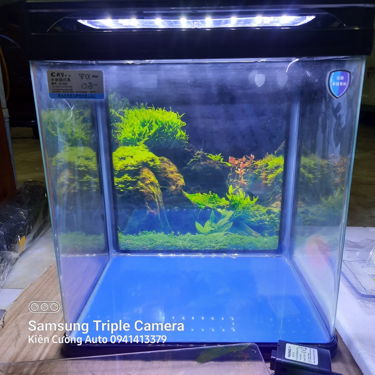 [ Tặng tranh 3D ] Trọn bộ Bể cá kính đúc Camry Q3380 - Q3 380 đèn led cảm ứng.Mua kèm Combo chỉ việc thả cá