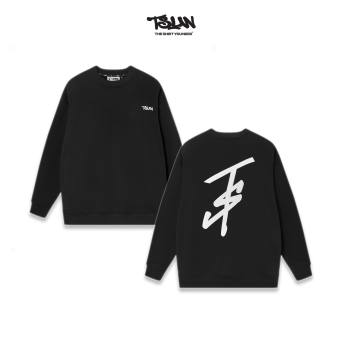 Áo Nỉ Sweater TSUN BigLogo - Tay Dài - [UNISEX] - Đen - Logo Thêu