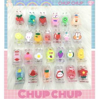 01 Kẹp Càng Cua (gấp tóc) trong suốt Hoa Quả dễ Thương