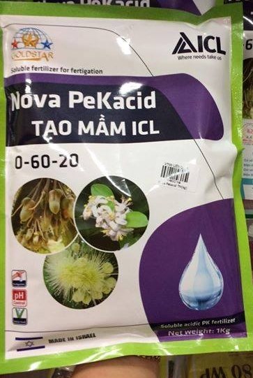 Phân bón- tạo mầm hoa- 0-60-20- nova pekacid- bịch 1kg- nhập khẩu israel- kích thích ra hoa nghịch vụ