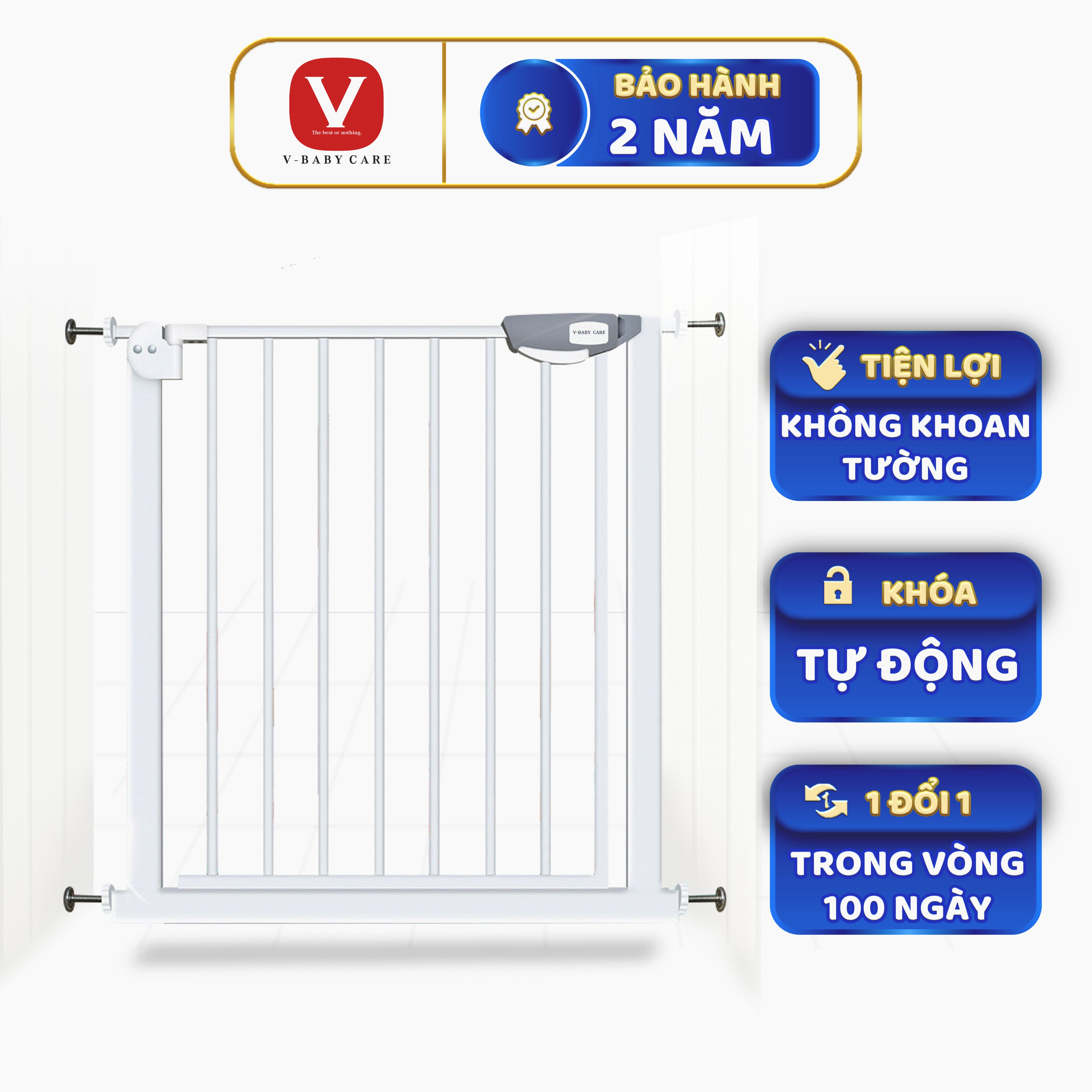 Thanh Chắn Cửa Chắn Cầu Thang Không Khoan Tường An Toàn Cho Trẻ Nhỏ