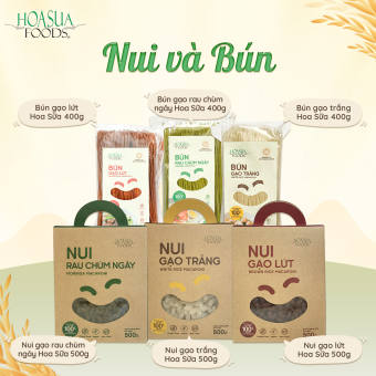 Nui gạo bún gạo - gạo lứt/gạo trắng/rau chùm ngây Hoa Sữa