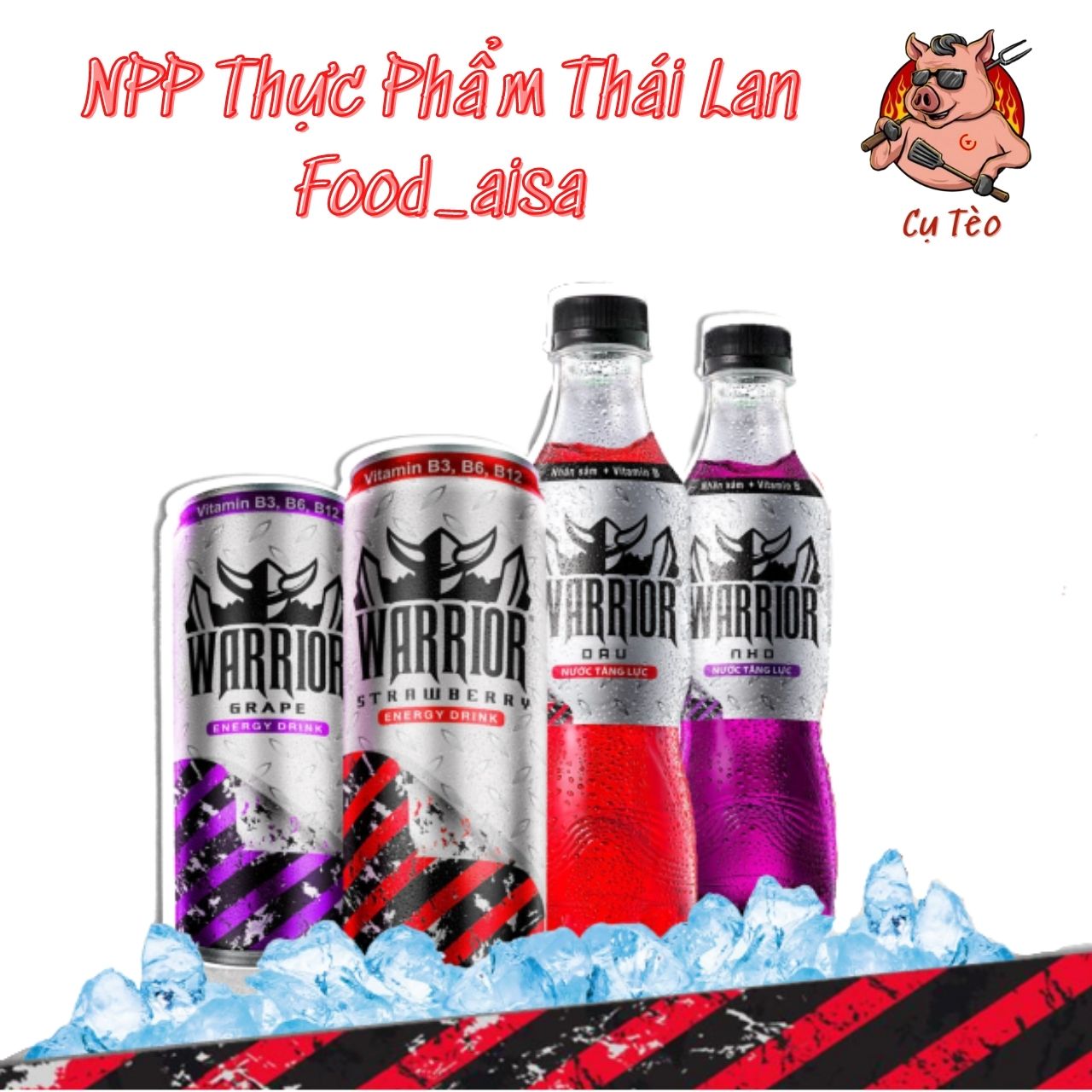 Nước Sting Thái Lan, nước tăng lực Warrior 2 vị dâu và nho