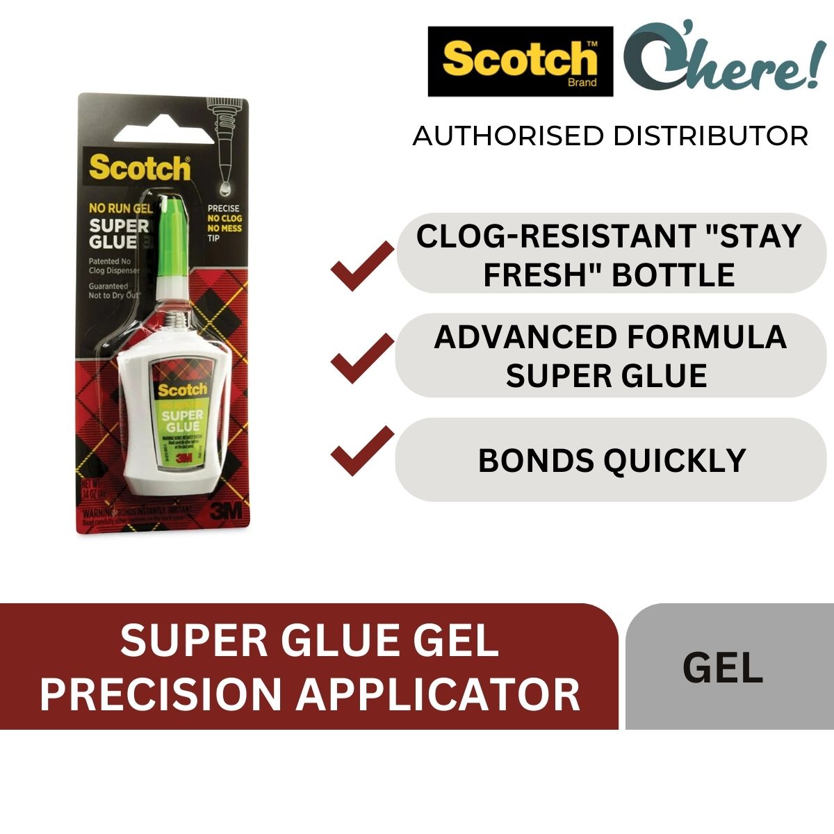 3M Scotch Liquid Super Glue, 0.07oz (2g), precise no mess tip, dries  quickly
