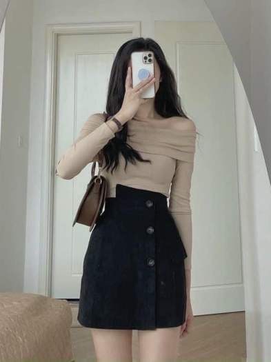 Hot Trend Quần Kaki Giả Váy Mini Dáng Ngắn Vạt Xéo Cá Tính GUMIHO N37 -  MixASale