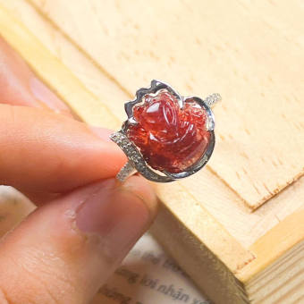 Nhẫn Hồ ly Đá Thạch Anh Tóc Đỏ