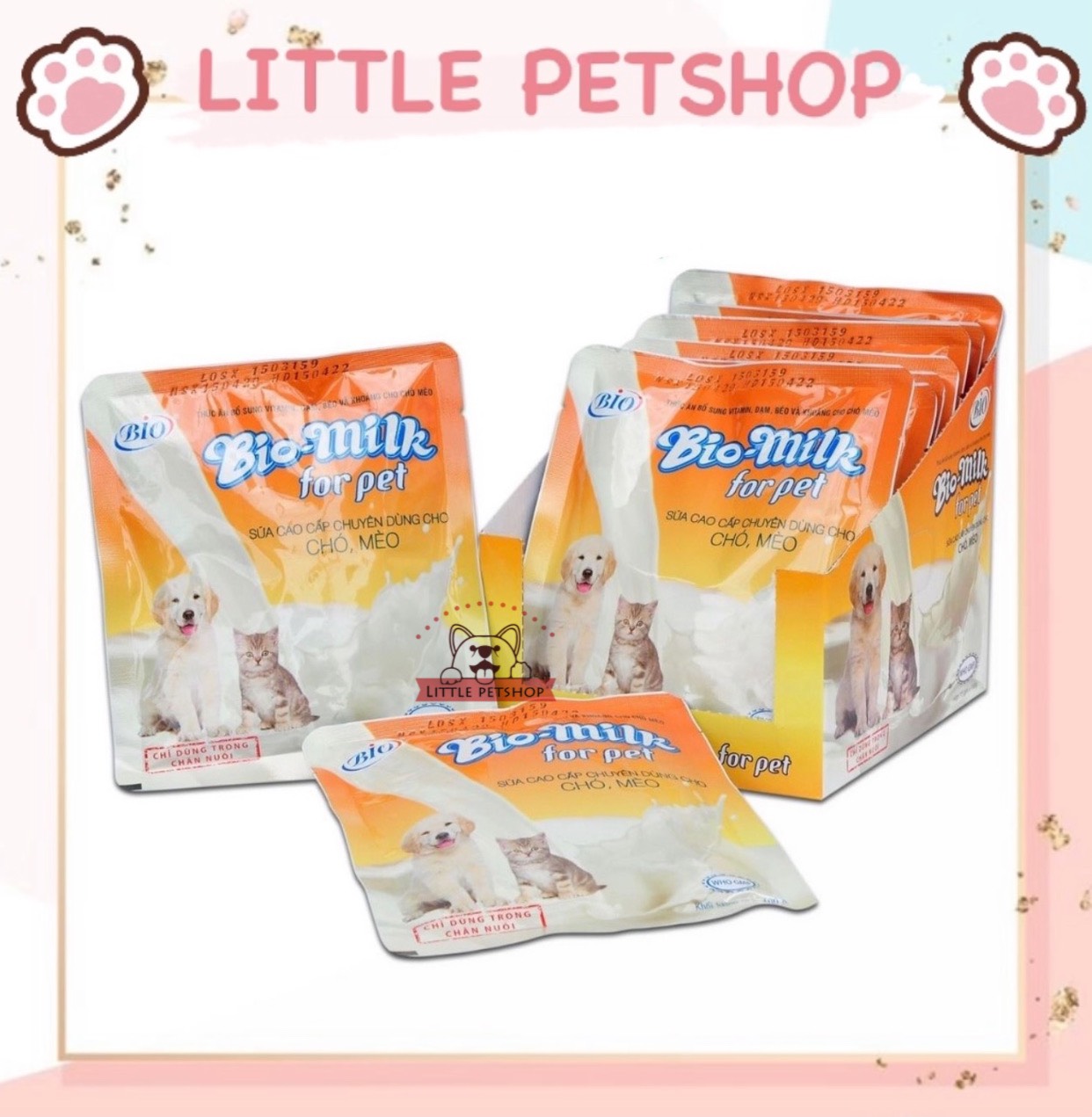 Sữa bột cho chó mèo bio milk gói 100gr | little petshop