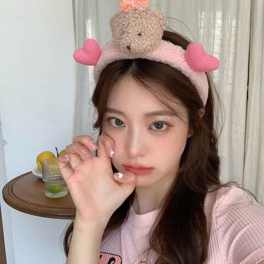 Băng Đô, Bờm Cài Tóc Gấu Phối Tim Siêu Cute Hàn Quốc