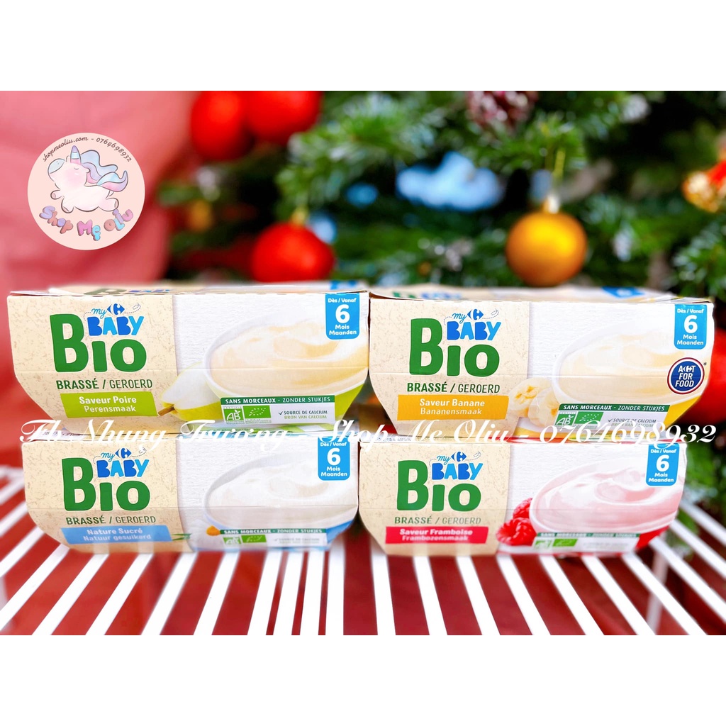 Hàng Air-Sữa chua hữu cơ BabyBio Carrefour Pháp cho bé từ 6 tháng 4x100g