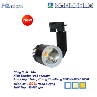 Đèn Led Rọi Ray COB 20w Vỏ Đen HG4